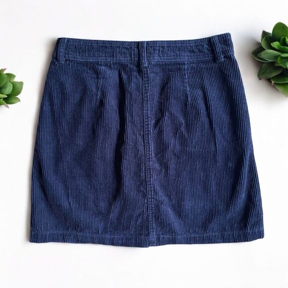 Miss Selfridge Corduroy Button-Front A-Line Skirt in Navy - Picture 5 of 10